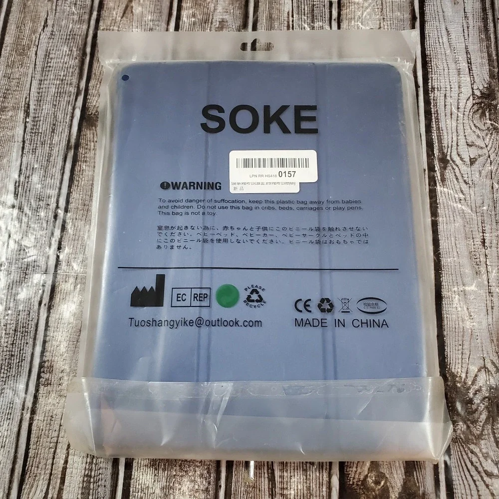 Soke Case iPad Air 13 2024/iPad Pro 12.9-Inch w/Pencil Holder Tri Fold Blue Cut